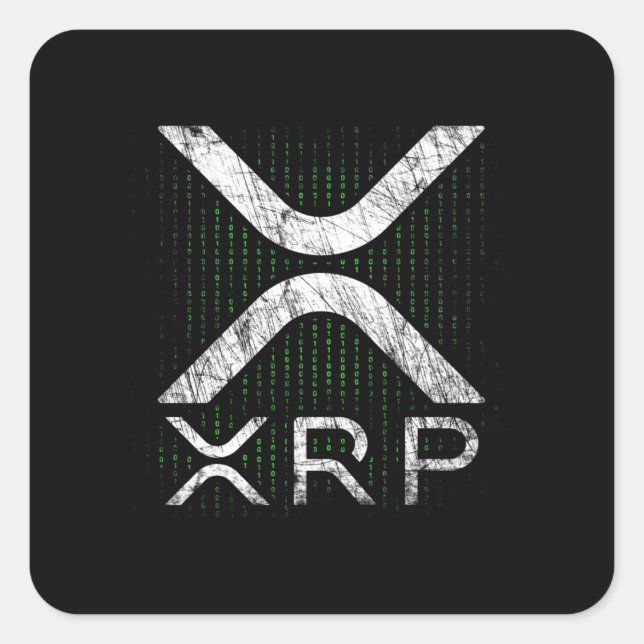 Cryptocurrency Binary Code XRP Hodlers Crypto Meme Square Sticker (Front)