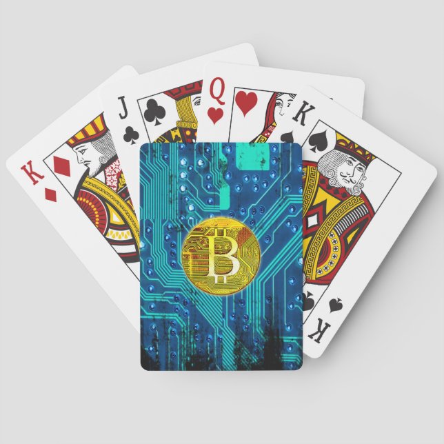 Cryptocurrency Bitcoin and Circuit Board  Playing Cards (Back)