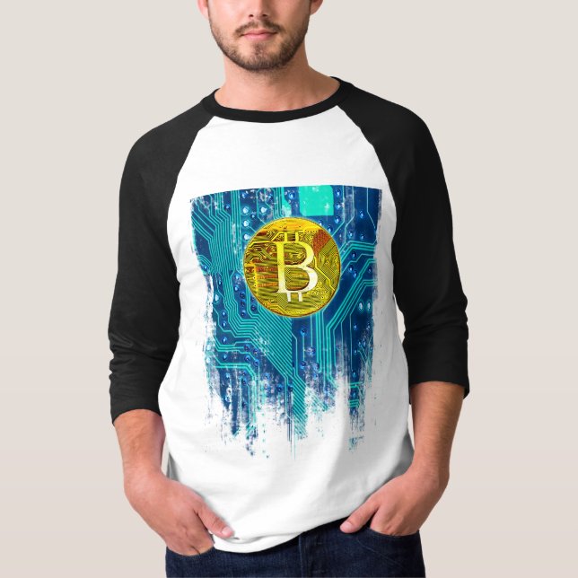 Cryptocurrency Bitcoin and Circuit Board  T-Shirt (Front)