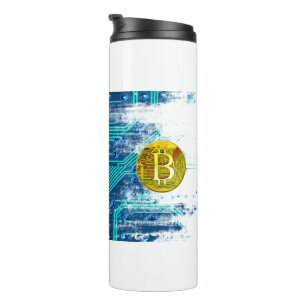 Cryptocurrency Bitcoin and Circuit Board Thermal Tumbler