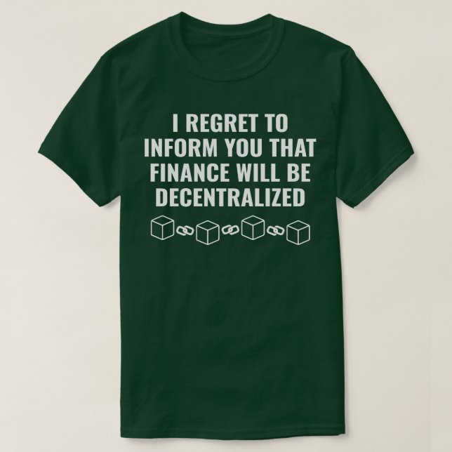 Cryptocurrency Blockchain Ether ETH Decentralise F T-Shirt (Design Front)