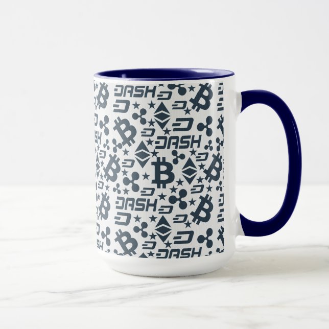 Cryptocurrency Blue and White Pattern Mug (Right)