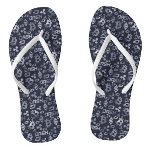 Cryptocurrency Blue Money Pattern Flip Flops