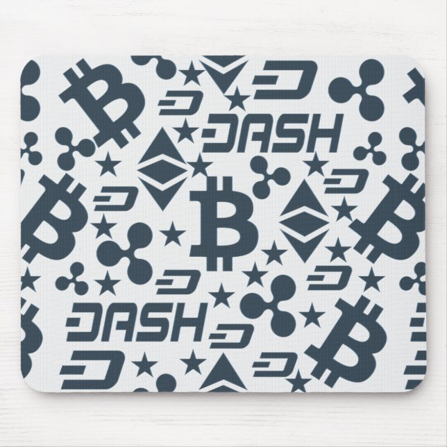 Cryptocurrency Blue Pattern Mouse Mat (Front)