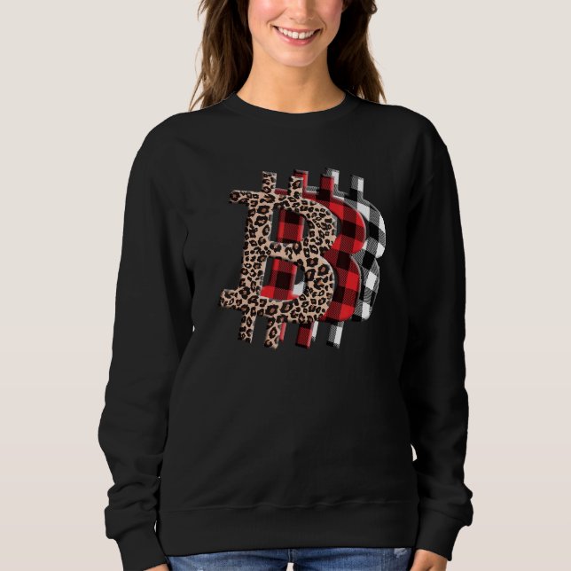 Cryptocurrency Btc Leopard Cheetah Buffalo Plaid B Sweatshirt (Front)