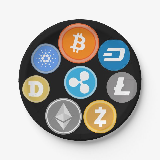 CRYPTOCURRENCY COINS PAPER PLATE (Front)