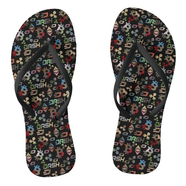 Cryptocurrency Colourful Money Pattern Flip Flops (Footbed)