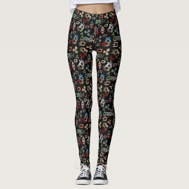 Cryptocurrency Colourful Money Pattern Leggings (Front)