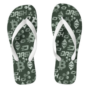 Cryptocurrency Green Pattern Flip Flops