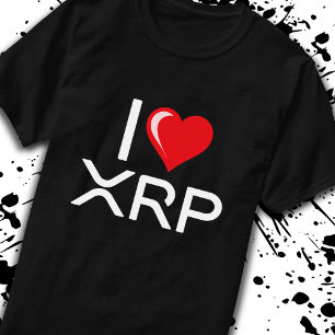 Cryptocurrency I Love XRP Crypto Quote Cute Heart T-Shirt