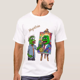 Cryptocurrency Pepe funny white t-shirt. T-Shirt