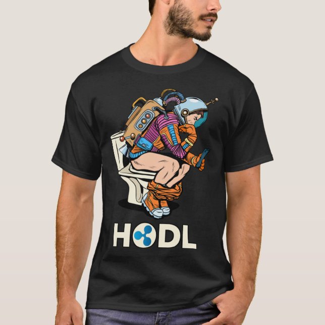 Cryptocurrency Talk Ripple XRP HODL Space Man On T T-Shirt (Front)
