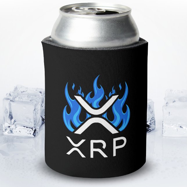 Cryptocurrency XRP Crypto Blue Flames Fire Melt Can Cooler (Creator Uploaded)