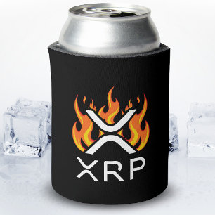 Cryptocurrency XRP Crypto Orange Flames Fire Melt Can Cooler