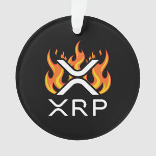 Cryptocurrency XRP Crypto Orange Flames Fire Melt Ornament