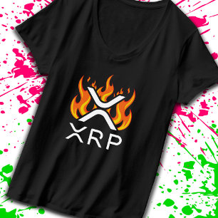 Cryptocurrency XRP Crypto Orange Flames Fire Melt T-Shirt