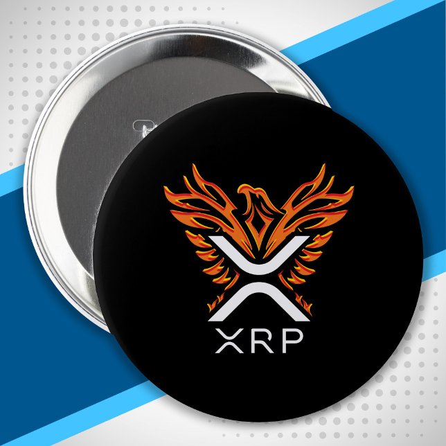 Cryptocurrency XRP Crypto Orange Rising Phoenix 10 Cm Round Badge (Creator Uploaded)