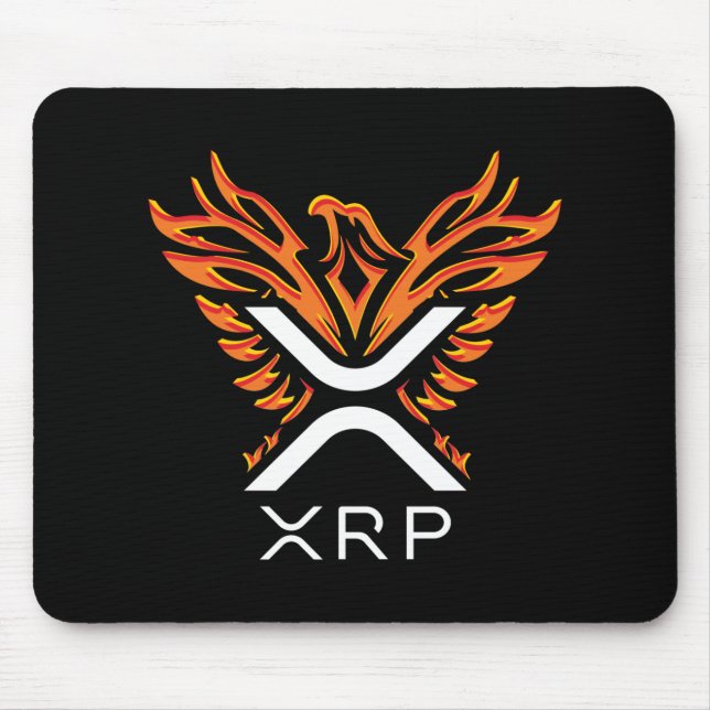 Cryptocurrency XRP Crypto Orange Rising Phoenix Mouse Mat (Front)