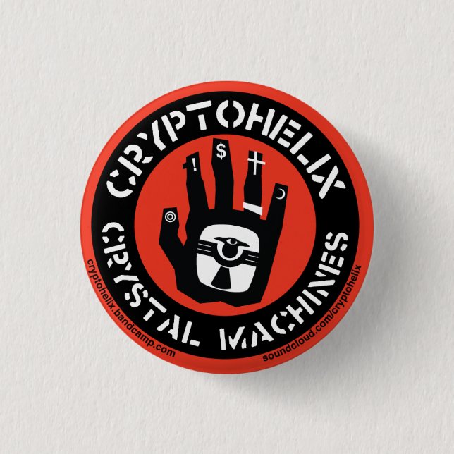 Cryptohelix - Crystal Machines (RED) 3 Cm Round Badge (Front)