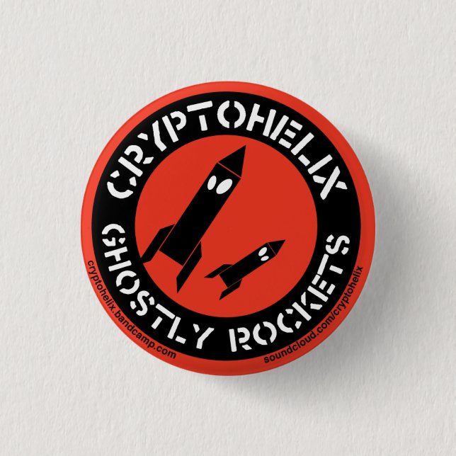 Cryptohelix - Ghostly Rockets (RED) 3 Cm Round Badge (Front)