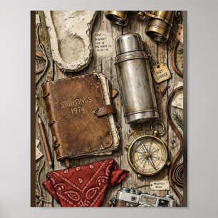 Cryptozoologist Field Kit Flat Lay Poster