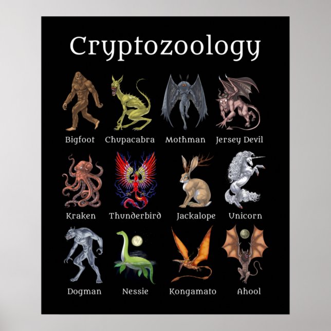 Cryptozoology Cryptid Creatures Poster (Front)