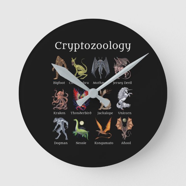 Cryptozoology Cryptid Creatures Round Clock (Front)