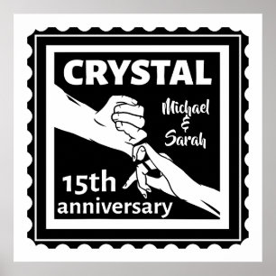 Crystal 15th wedding anniversary holding hands poster
