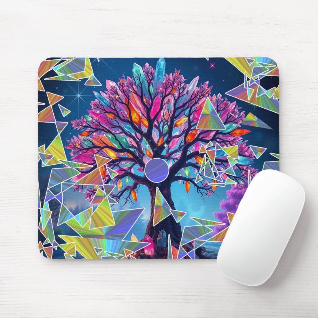 Crystal Abstract Tree Mouse Mat (With Mouse)