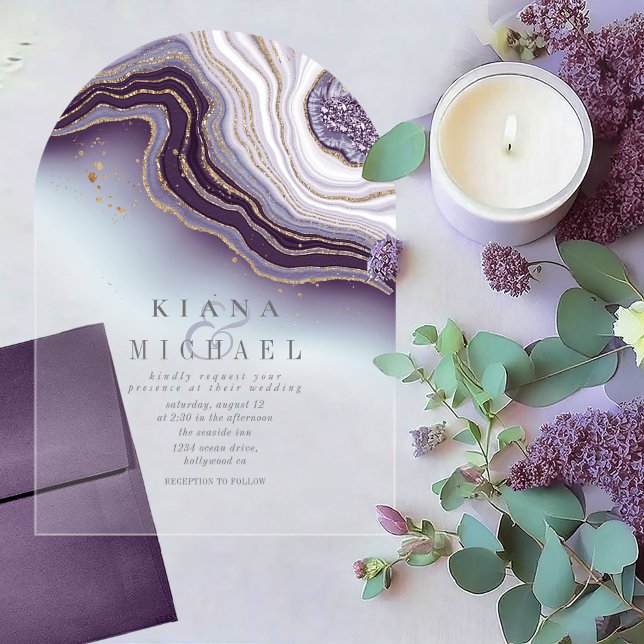 Crystal Agate Wedding Amethyst Arch ID825 Acrylic Invitations (Creator Uploaded)