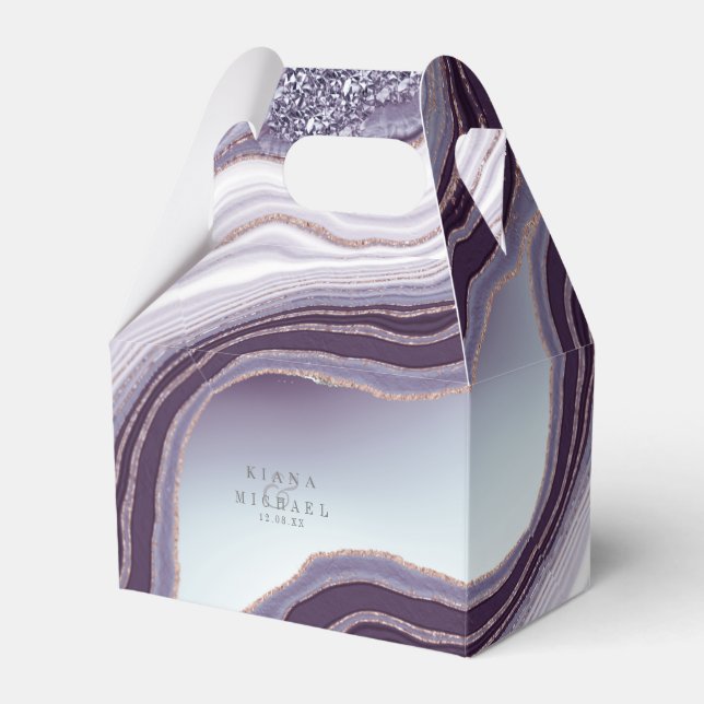Crystal Agate Wedding Amethyst ID825 Favour Box (Front Side)
