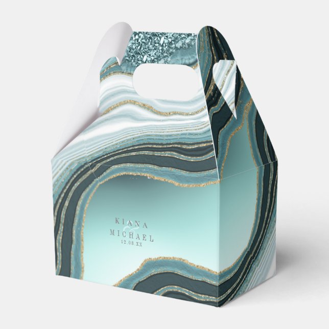 Crystal Agate Wedding Teal ID825 Favour Box (Front Side)