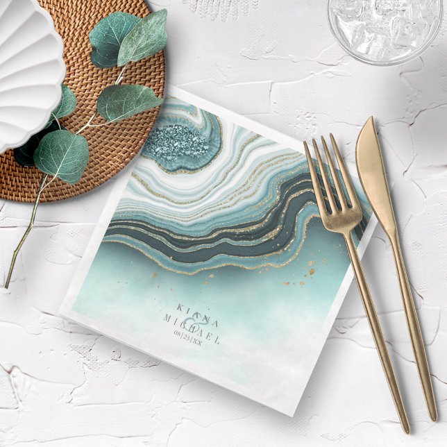Crystal Agate Wedding Teal ID825  Napkin (Creator Uploaded)