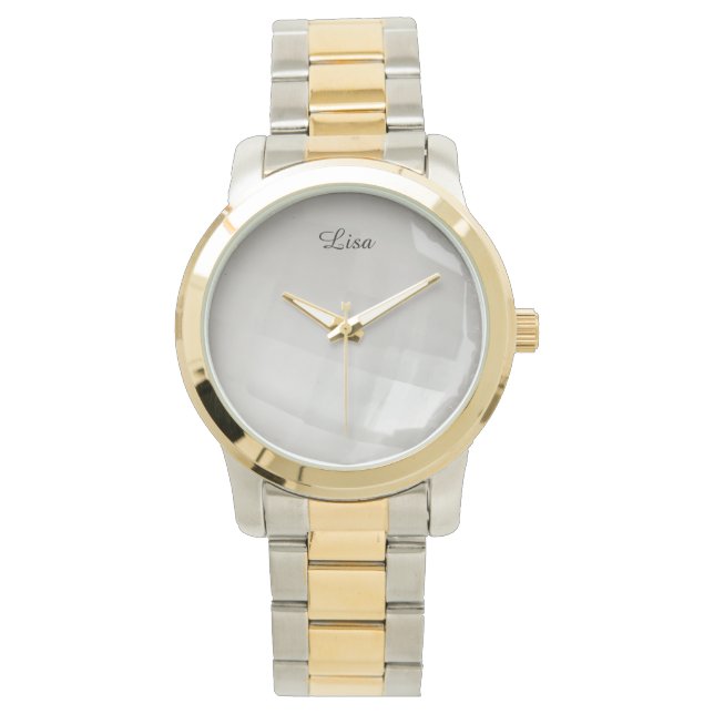 Crystal Alabaster -  Gold Two Tone Watch (Front)