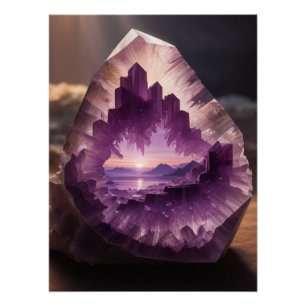 Crystal Amethyst Fantasy Sunrise Landscape  Poster
