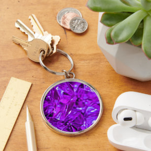Crystal Amethyst Purple Gemstone Key Ring