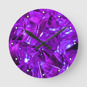 Crystal Amethyst Purple Gemstone with Dots Round Clock