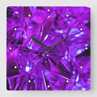Crystal Amethyst Purple Gemstone with Dots Square Wall Clock
