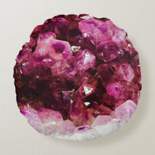 Crystal amethyst purple mineral round cushion