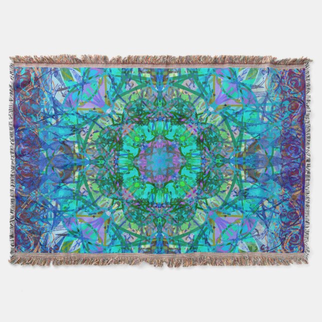 Crystal and Ice Celtic Tribal Mandala Throw Blanket (Front)