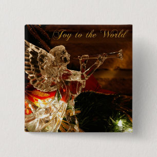 crystal angel  Joy to the World 15 Cm Square Badge