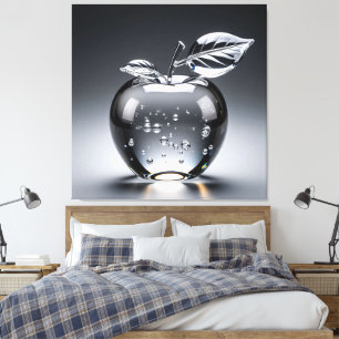 Crystal Apple Figurine with Clear Design Canvas Print