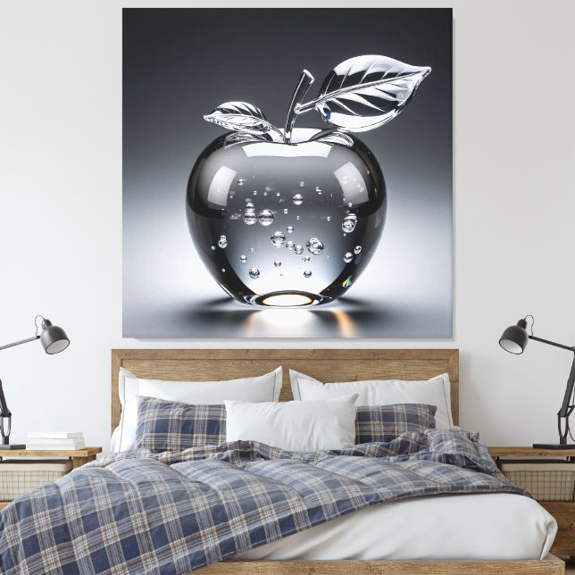 Crystal Apple Figurine with Clear Design Canvas Print (Insitu(Bedroom))
