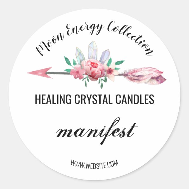 Crystal Arrow Logo Candle Product Labels (Front)