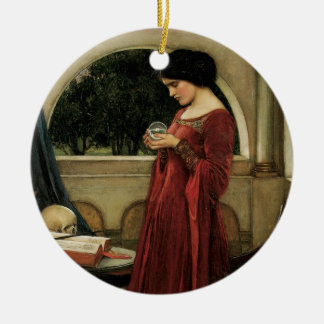 Crystal Ball by John William Waterhouse Ceramic Tree Decoration