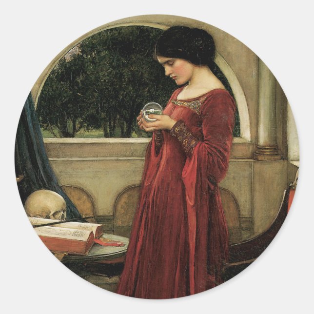 Crystal Ball by John William Waterhouse Classic Round Sticker (Front)