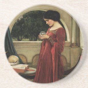 Crystal Ball by Waterhouse, Vintage Victorian Art Coaster