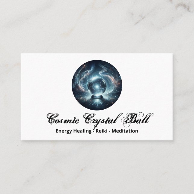 Crystal ball Energy Reiki Meditation Business Card (Front)