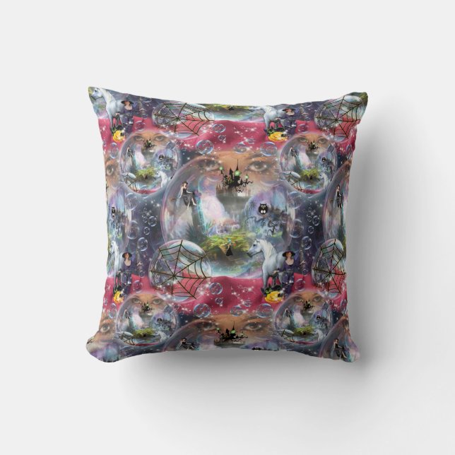 Crystal Ball Halloween Witch Cushion (Front)