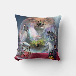 Crystal Ball Halloween Witch Throw Pillow